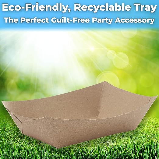 Eco Friendly USA-Made 3lb Food Holder Trays 150 Pk. Compostable Kraft Paper - Image 2