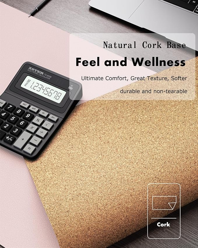 YSAGi Double-Sided Desk Pad, 31.5"x15.7"Leather Desk Mat, Eco Cork Desk Pad - Image 3