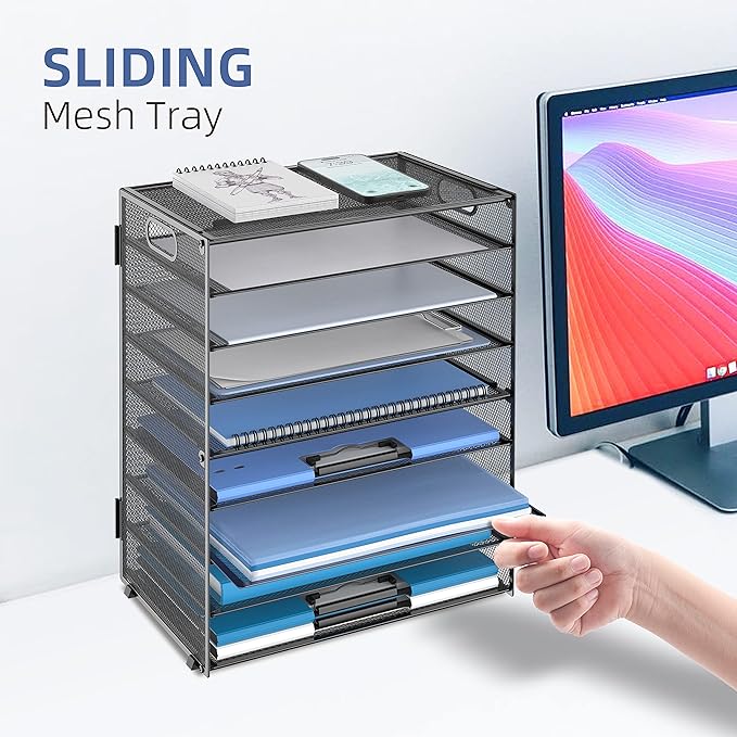 DALTACK 9-Tier Paper Organizer for Desk, Mesh Letter Tray Desk Organizer - Image 5
