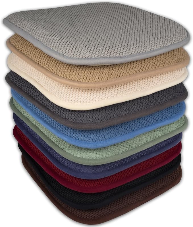 Sweet Home Collection Memory Foam Chair Cushion Honeycomb Pattern Solid Color - Image 7