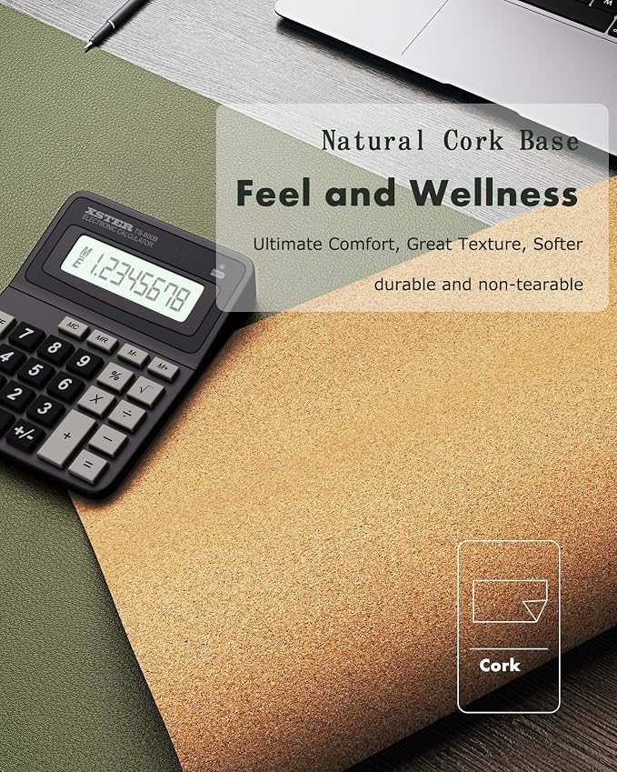 YSAGi Double-Sided Desk Mat, Eco Cork Desk Protector, Large Mouse Pad, - Image 3