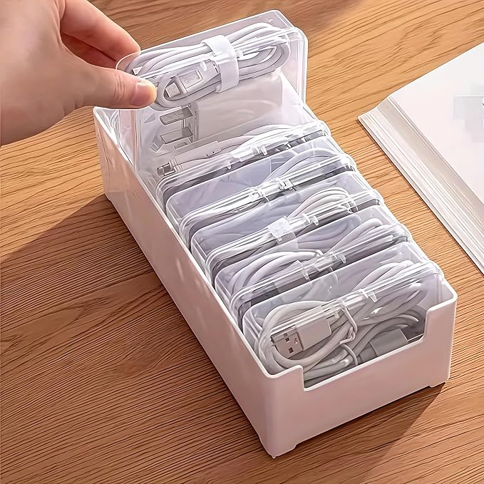 7 Box Cable Organizer Storage Box, Desktop Cable Management - Image 4