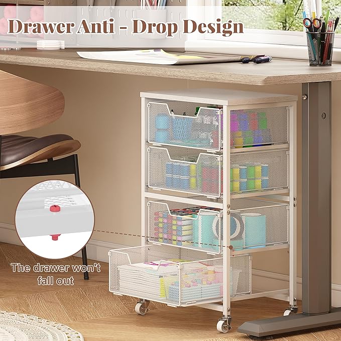 4-Drawer Rolling Storage Cart, Utility Cart - Image 5
