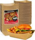Stock Your Home [500 Pack Extra Large Disposable Brown Kraft Paper Food Trays by StockYourHome