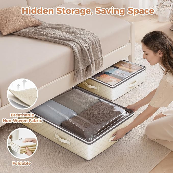 Budding Joy 6 Pack 90L Under bed Storage Containers Organizer Large Capacity - Image 6