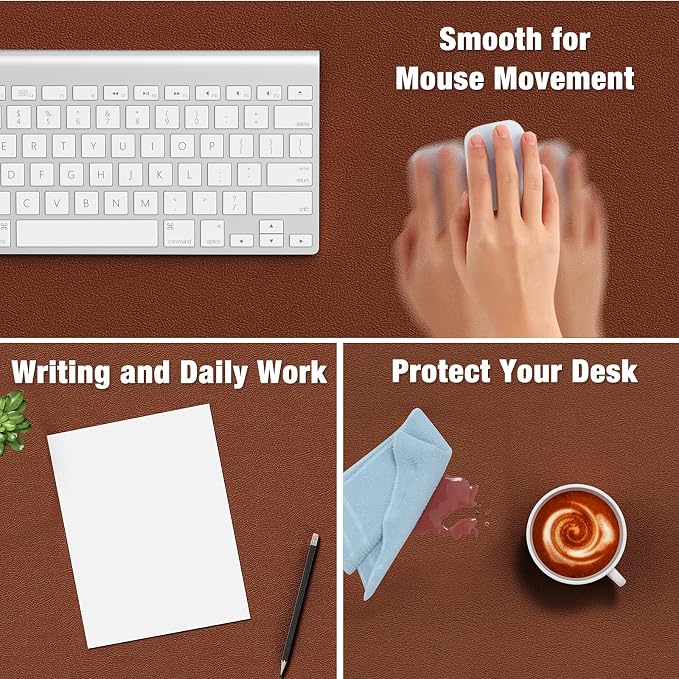 Hsurbtra Desk Pad, 35.5" x 17" PU Leather Desk Mat, XXL Extended Mouse Pad - Image 4