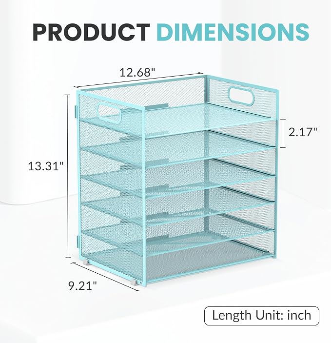 Daltack 6 Tier Paper Organizer for Desk, Paper Letter Tray Organizer for Desks - Image 2