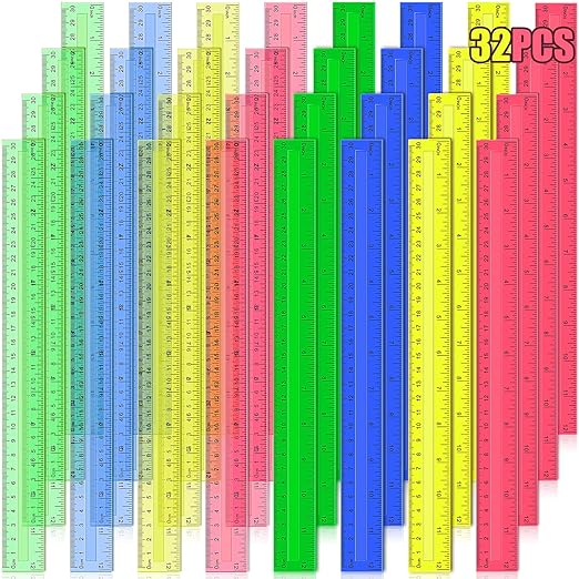12 Inch Plastic Rulers, Ideal Back to School Office Home Supplies by Duchong