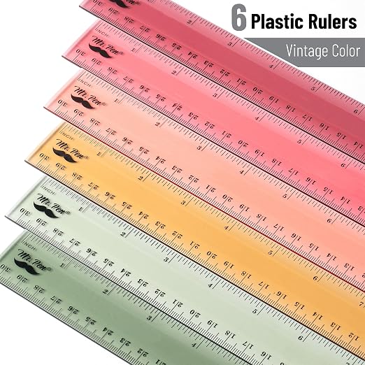 Mr. Pen- Ruler, 12 inch Ruler, 6 Pack, Vintage Colors - Image 2