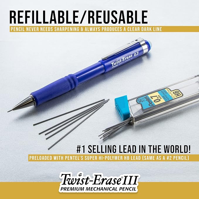 Pentel Twist-Erase III Mechanical Pencil, Fine Line - Image 4