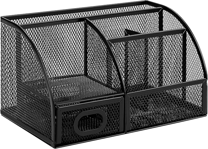Amazon Basics Mesh Pen Holder and Desktop Desk Organizer, Office Caddy Storage by AmazonBasics