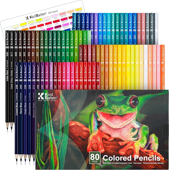 80 Colored Pencils Set, Oil-Based Soft Core by KirdBarken