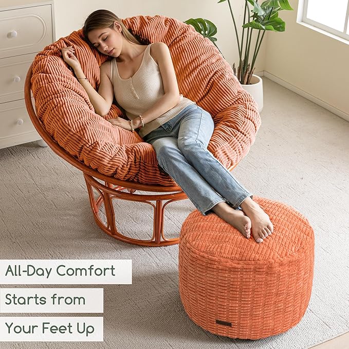 HIGOGOGO Pouf Ottoman Stuffed Round Modern Foam Filled Foot Rest Poufs - Image 4