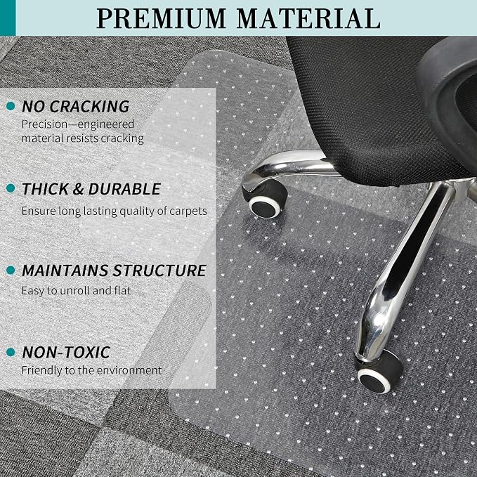 BesWin Office Chair Mat for Carpets, Heavy Duty Computer Desk Floor Mat for - Image 4