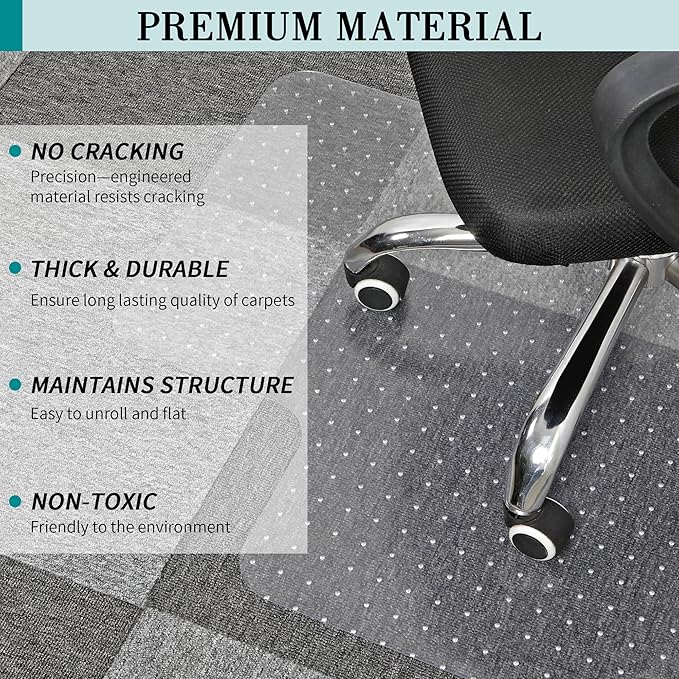 BesWin Office Chair Mat for Carpets, Heavy Duty Computer Desk Floor Mat for - Image 2