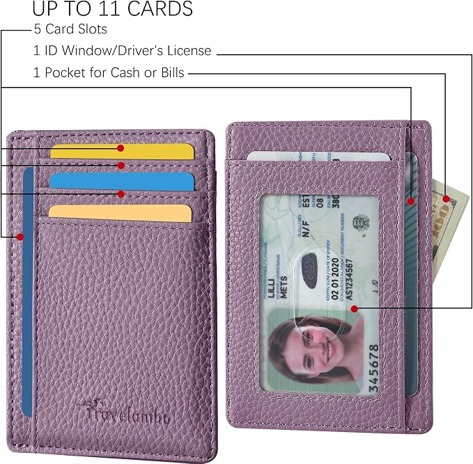 Travelambo Slim Wallet Front Pocket Minimalist Leather RFID Blocking Medium Size - Image 4