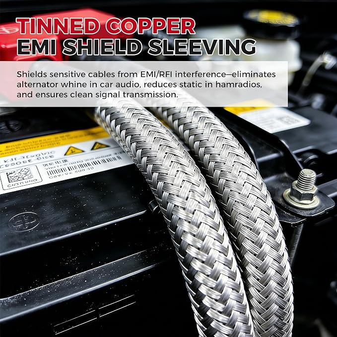 1/2" Wide Tinned Copper Braided Metal Wire Shielding Sleeve Ground Strap - Image 6