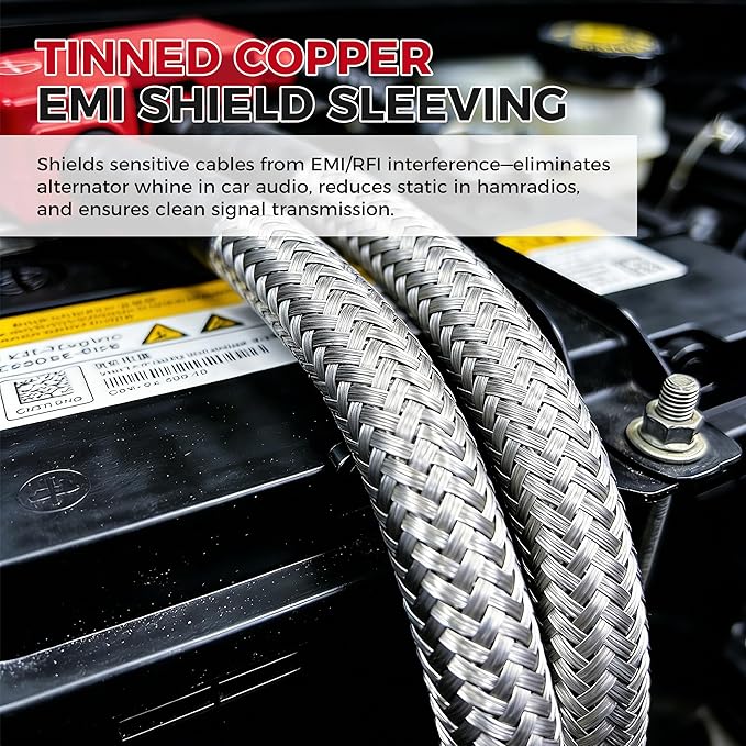 Tinned Copper Braid Wire Shielding Ground Strap Metal Cable Sleeve Expandable - Image 4