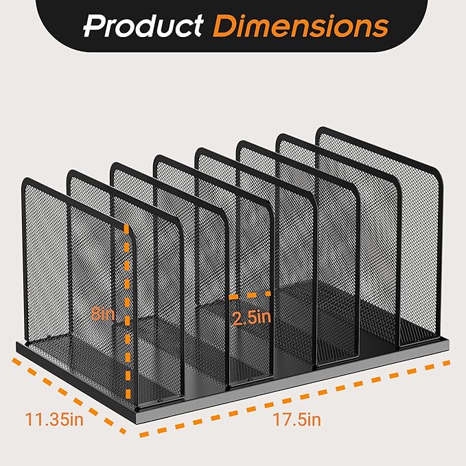 Kuntine.B Desk File Organizer Upright Mesh Desktop Organizer File Sorter Office - Image 2