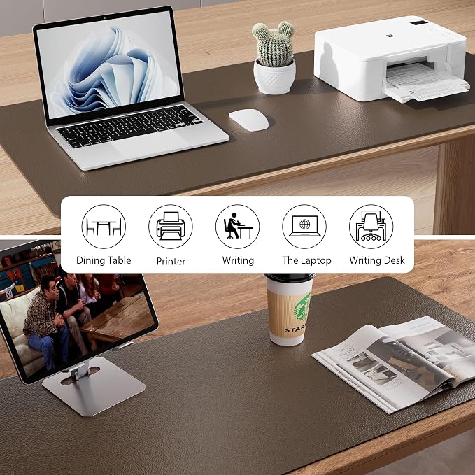 Aothia Leather Desk Pad Protector, Office Mat, Large Mouse Pad, Non-Slip PU - Image 6