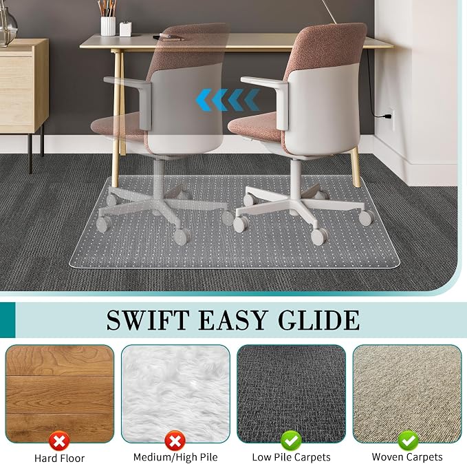 BesWin Office Chair Mat for Carpets, Heavy Duty Computer Desk Floor Mat for - Image 5