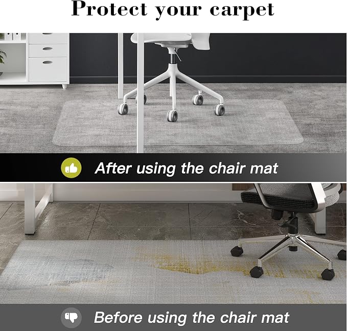 Office Chair Mat for Carpet: 36" x 48" Plastic Heavy Duty Computer Desk Mats - Image 7