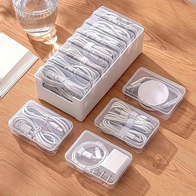 7 Box Cable Organizer Storage Box, Desktop Cable Management by DTHUIHUA