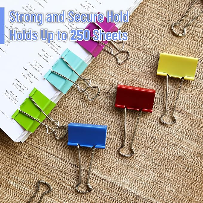 Mr. Pen- Metal Binder Clips, 2 Inches, Extra Large Size | Colored Binder Paper - Image 3